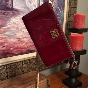 Coach Patent Leather Wristlet Clutch in Deep Wine Red